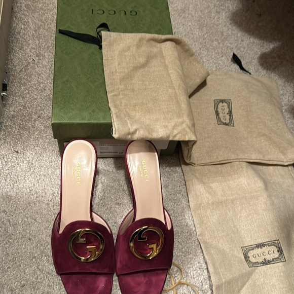 GUUCI blonde 70mm interlocking G mules - Picture 6 of 6